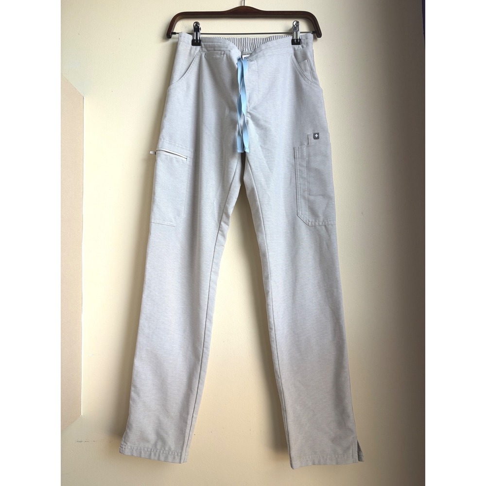 Figs Technical Collection Gray Pinstripe Scrub Pants XS TW2000R Drawstring Cargo